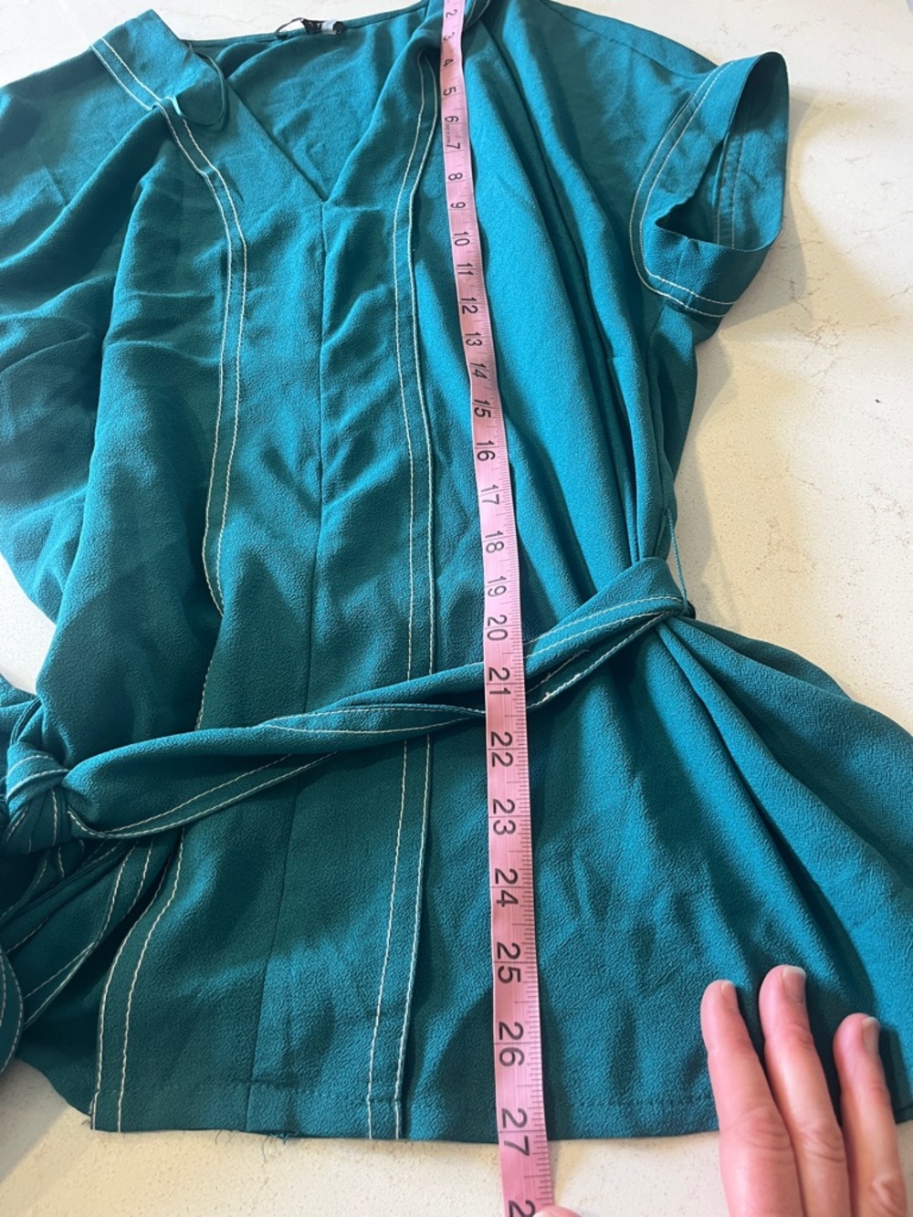 1. State Teal Wrap Blouse with Tie Detail - Picture 5 of 5